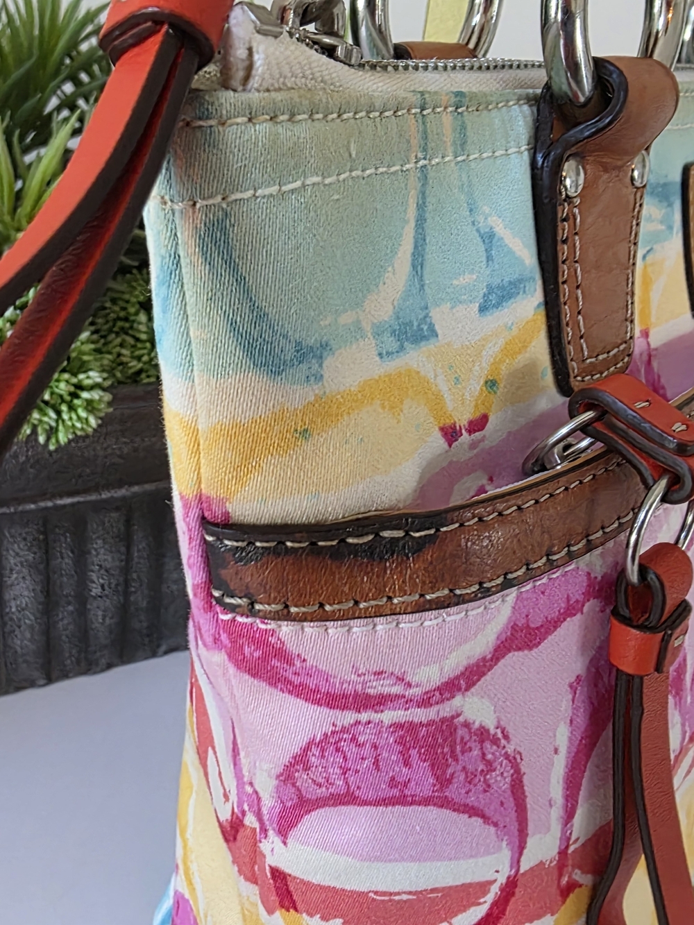 Coach Y2k Hamptons Weekend Watercolor Signature Canvas Shoulder Bag - Picture 3 of 12